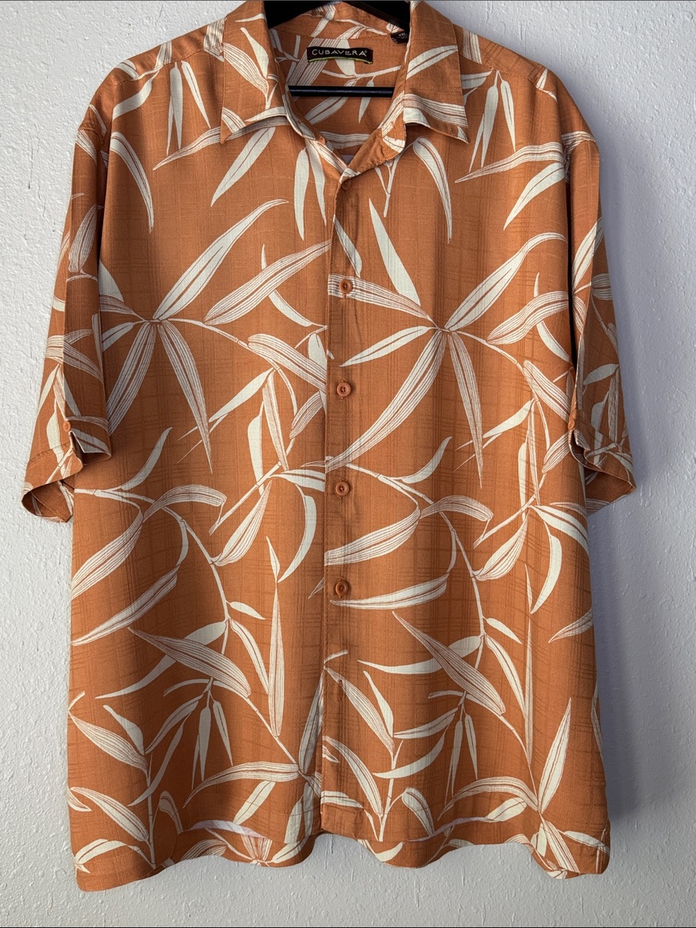 Cubavera Orange Short-Sleeve Tropical Button-Down Shirt